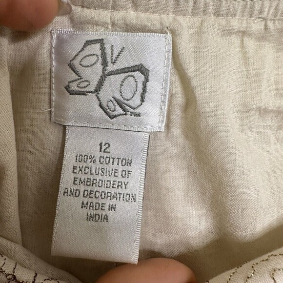 Unbranded Beige Skirt Tiered‎ Floral Embroidered Size 12 Knee Length Side Zipper - Picture 10 of 10